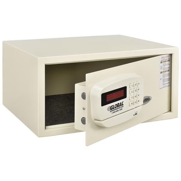 Hotel Safe Electronic Lock w/Card Slot, Keyed Differently, Off White, 18Wx15Dx9H, Global Industrial, Mfr#: 493384